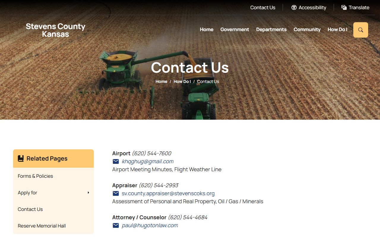 Stevens County Clerk of the District Court county contact channels