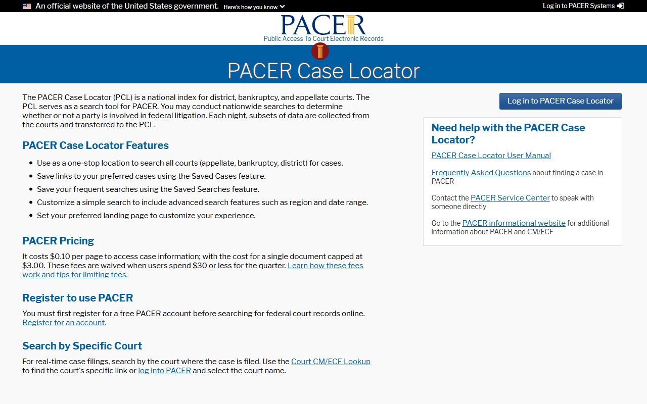 Stevens County court dockets federal PACER case locator
