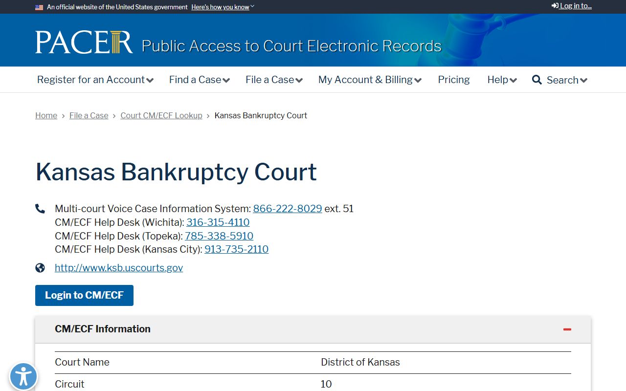 Stevens County court dockets Kansas bankruptcy PACER lookup