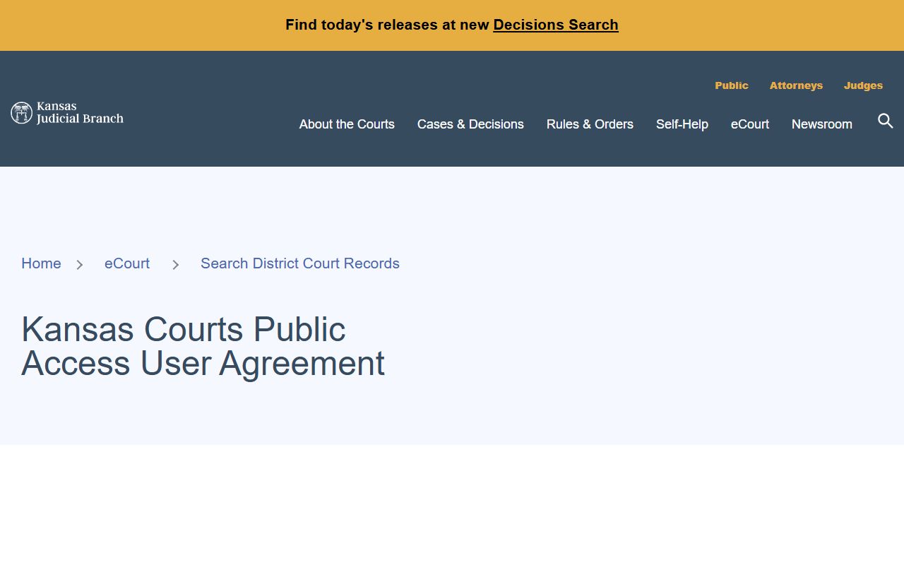 Stevens County court records Kansas public access portal user agreement