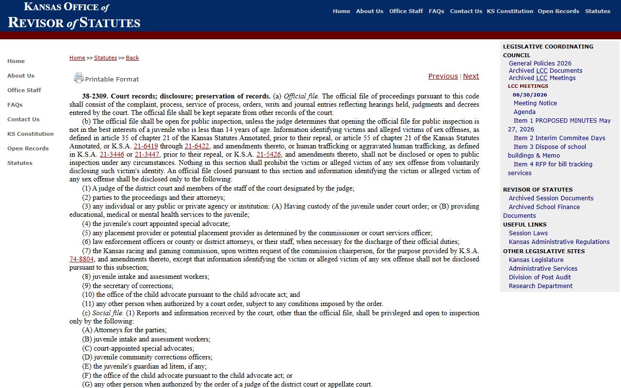 Stevens County district court juvenile court records statute