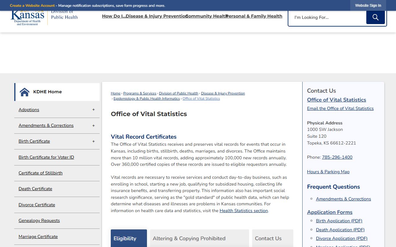 Stevens County marriage and divorce records KDHE Office of Vital Statistics