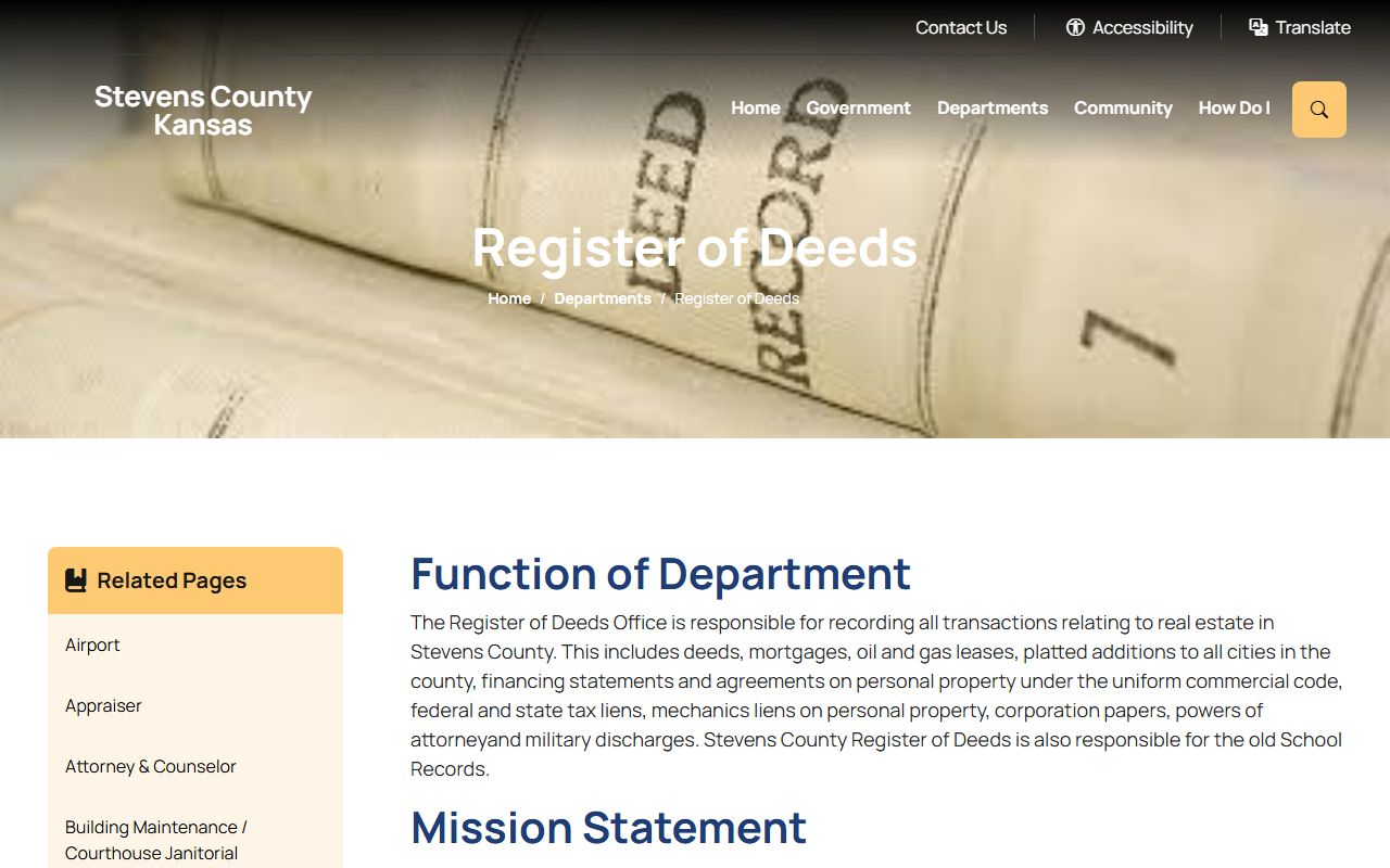 Stevens County probate records Register of Deeds cross records