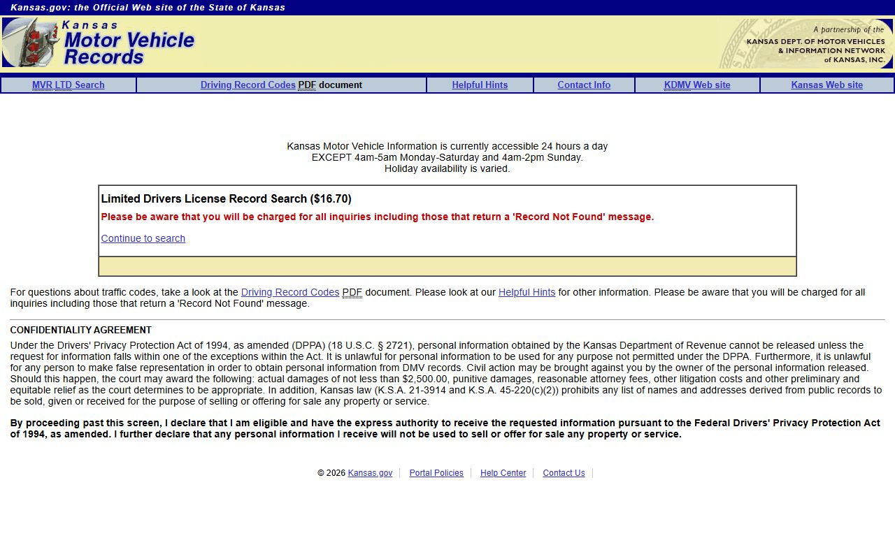 Stevens County traffic court records Kansas online driving record request