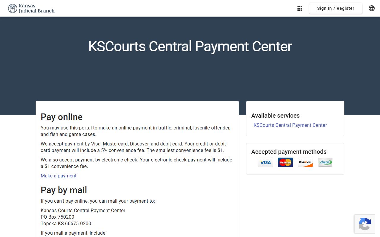 Stevens County traffic court records KSCourts Central Payment Center
